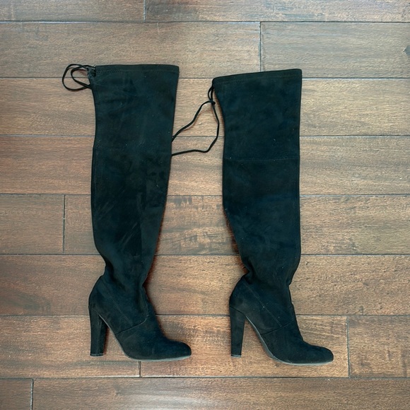 Black Over the Knee Boots - Picture 2 of 6